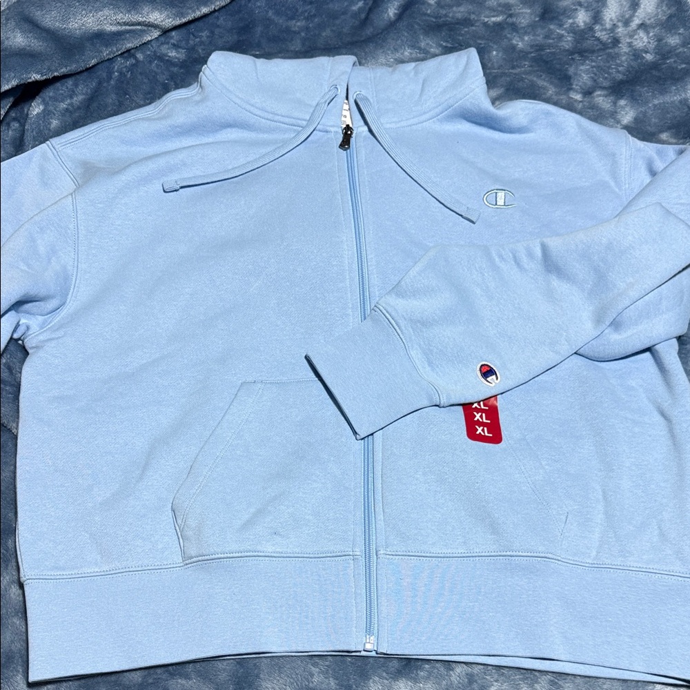NWT Champion Light Blue Full-Zip Hoodie Sweatshirt